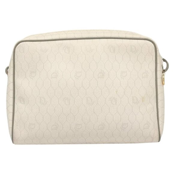 Christian Dior Honeycomb Canvas Shoulder Bag PVC White Gold Auth sw752 - Picture 2 of 16